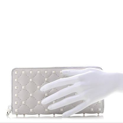 Valentino Garavani Nappa Monochrome Rockstud Spike Zip Around Wallet White 2 of 9