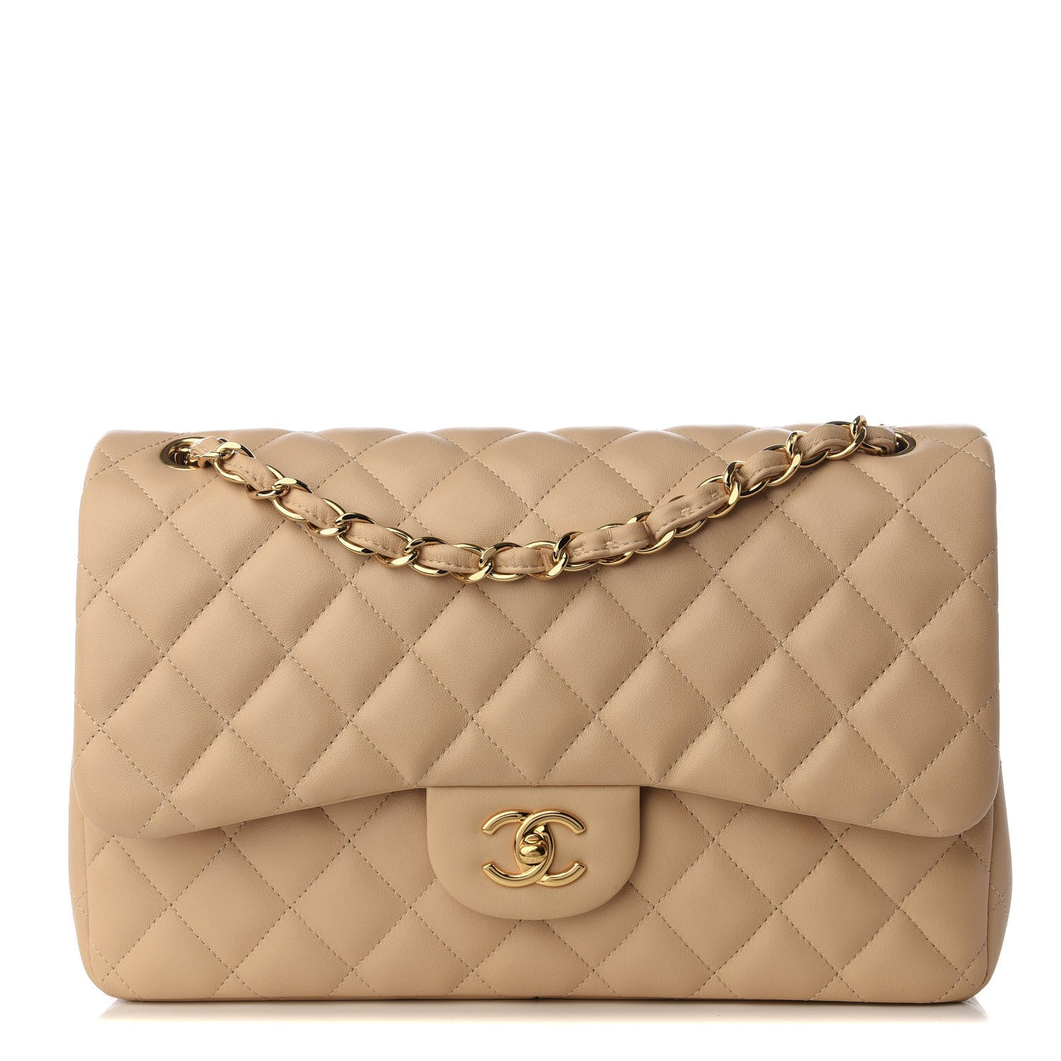 Chanel Lambskin Quilted Jumbo Double Flap Beige Clair 1 of 8