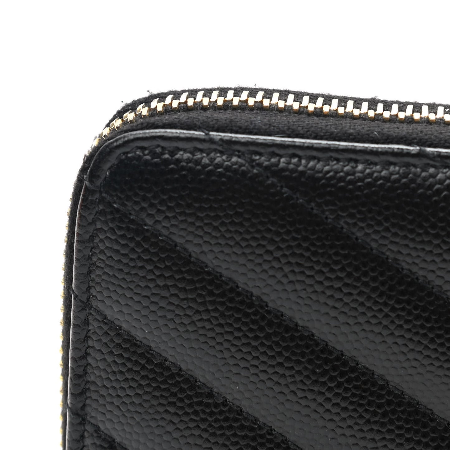 Grain De Poudre Matelasse Chevron Monogram Zip Around Wallet Black
