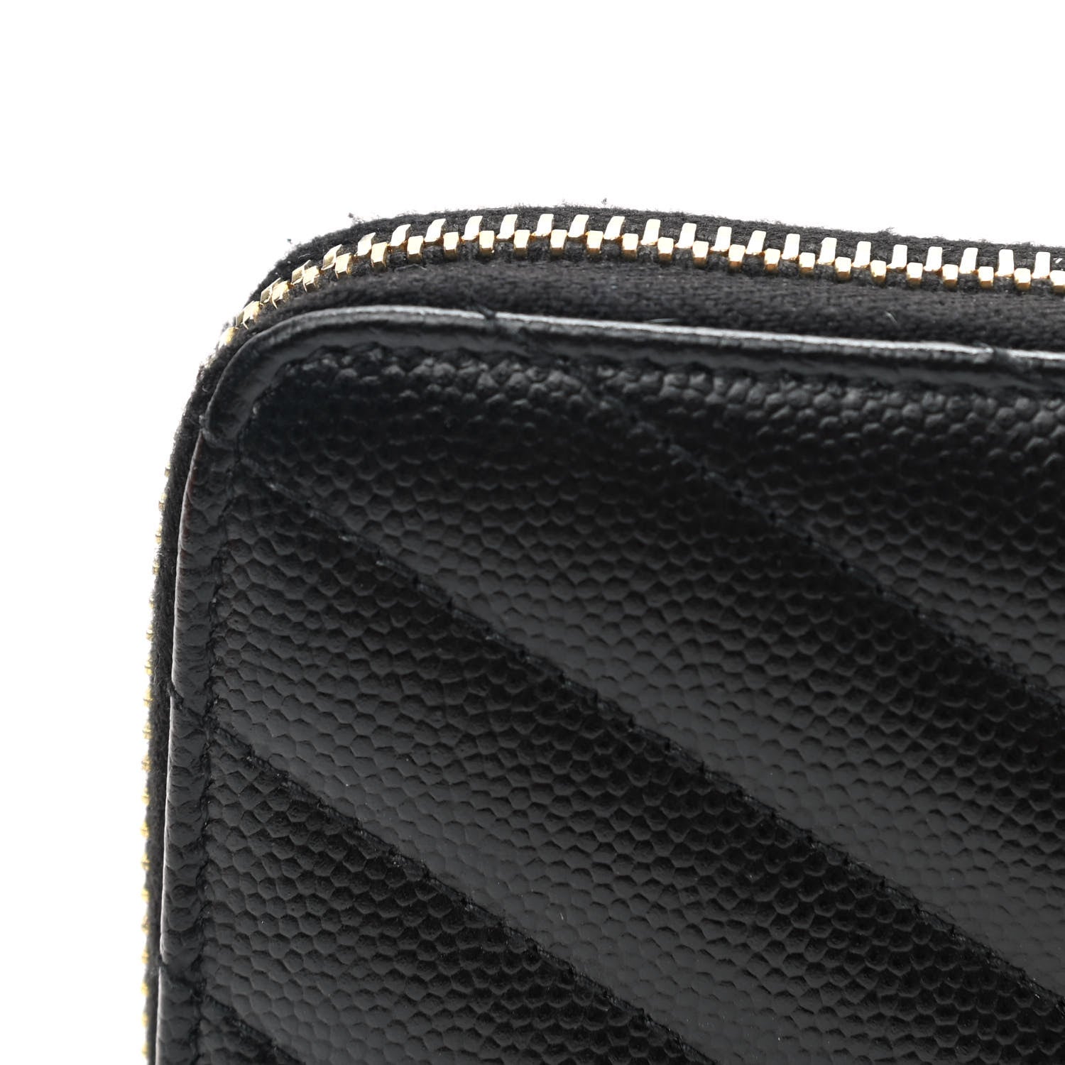 Saint Laurent Grain De Poudre Matelasse Chevron Monogram Zip Around Wallet Black 7 of 8