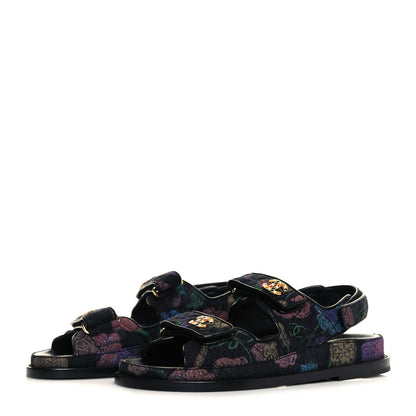 Chanel Denim Quilted Dad Sandals 37 Black Multicolor 3 of 10