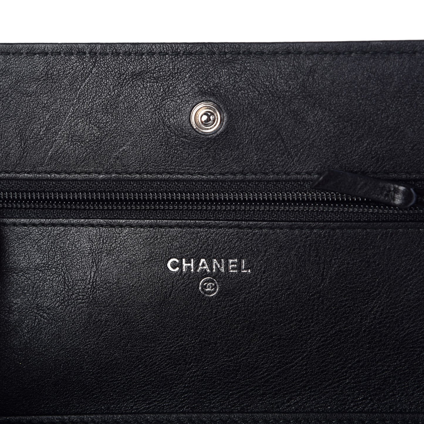 Crumpled Calfskin Quilted Wallet On Chain WOC So Black