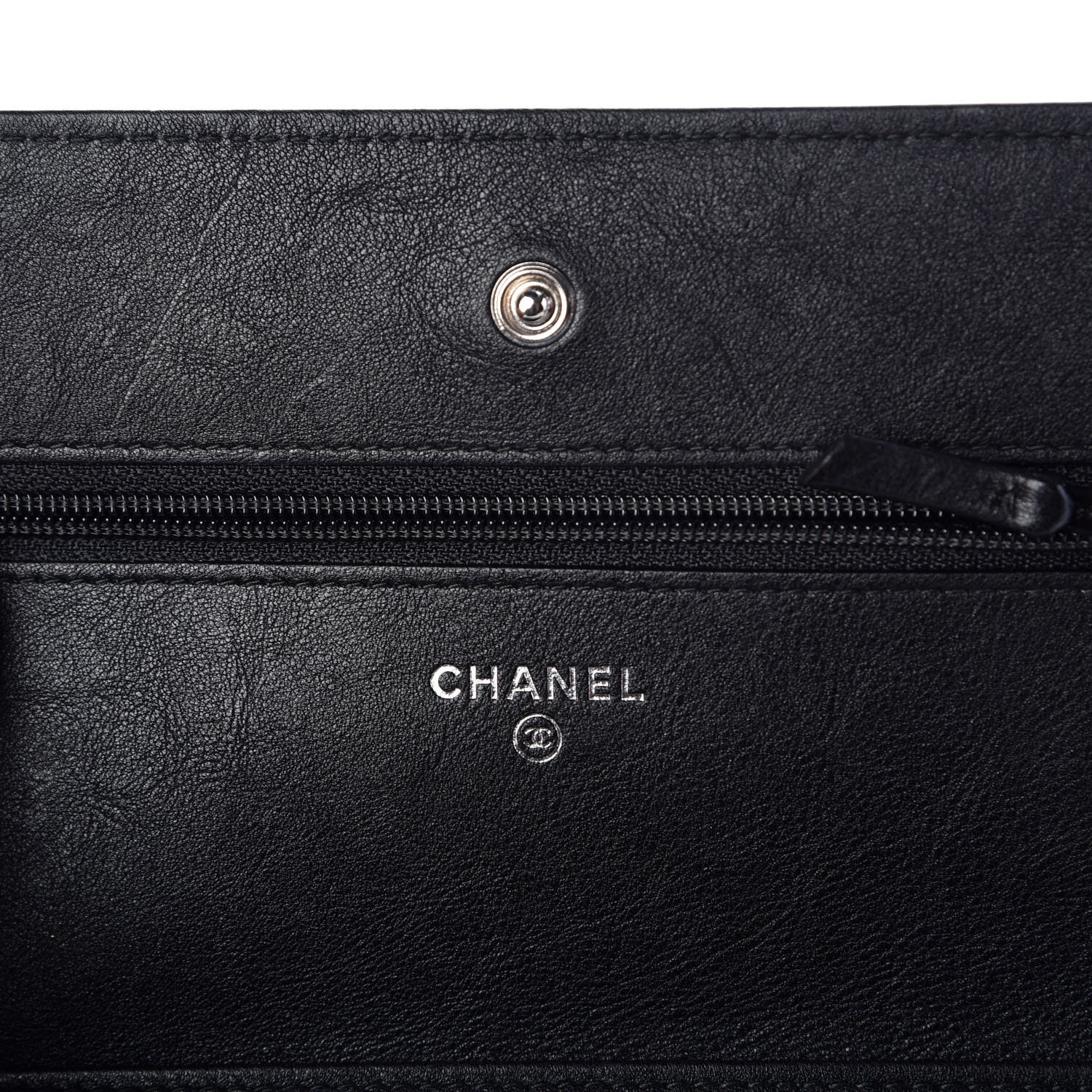 Chanel Crumpled Calfskin Quilted Wallet On Chain WOC So Black 6 of 9