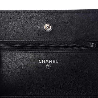 Chanel Crumpled Calfskin Quilted Wallet On Chain WOC So Black 6 of 9