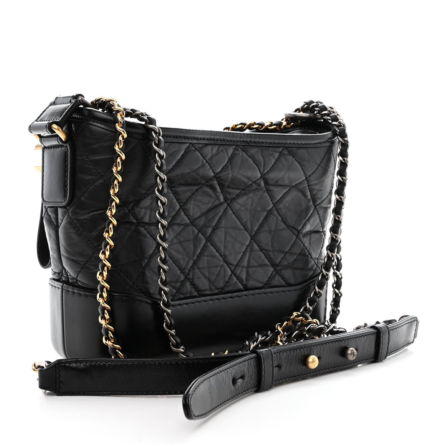 Chanel Aged Calfskin Quilted Small Gabrielle Hobo Black 3 of 11