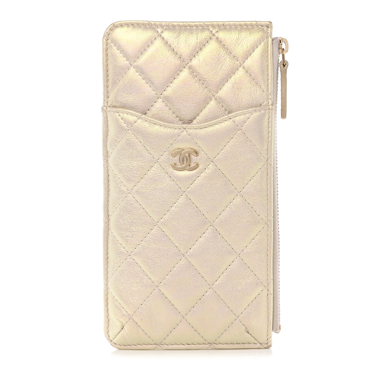Chanel Iridescent Lambskin Quilted Classic Flat Wallet Pouch Ivory 1 of 7