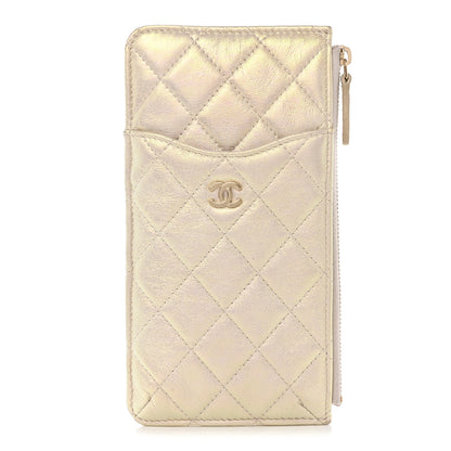 Chanel Iridescent Lambskin Quilted Classic Flat Wallet Pouch Ivory 1 of 7