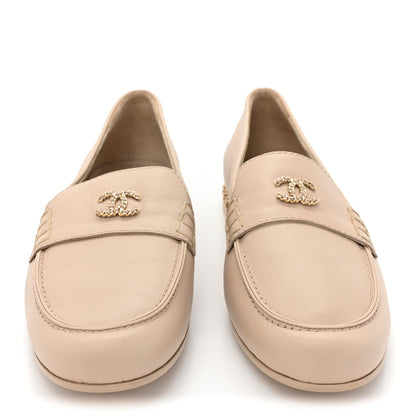 Chanel Calfskin CC Chain Mocassin Loafers 39 Beige 2 of 11