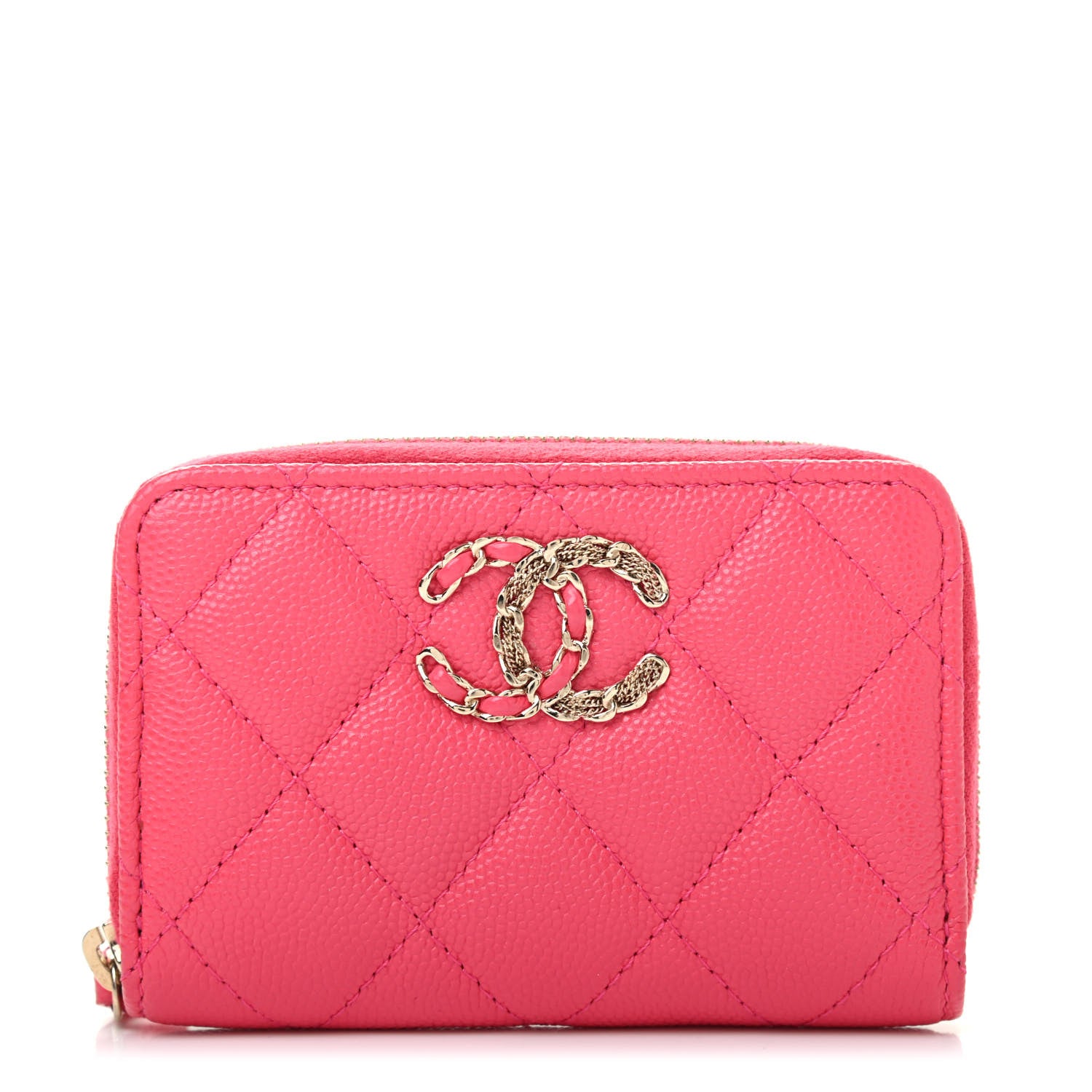 Chanel Caviar Quilted French New Wave Zip Coin Purse Pink 1 of 7