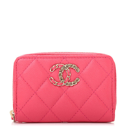 Chanel Caviar Quilted French New Wave Zip Coin Purse Pink 1 of 7