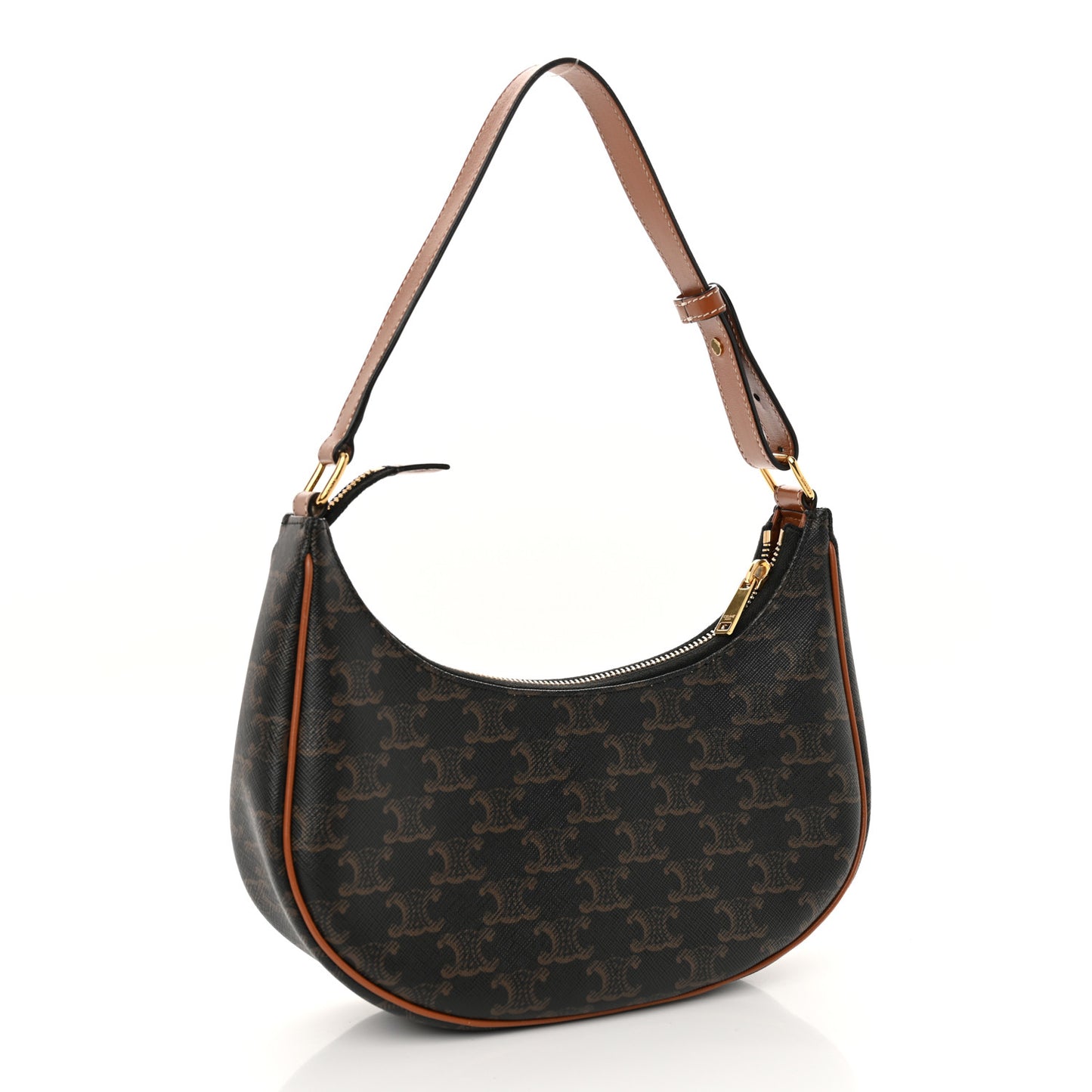 Triomphe Canvas Calfskin Ava Shoulder Bag Tan