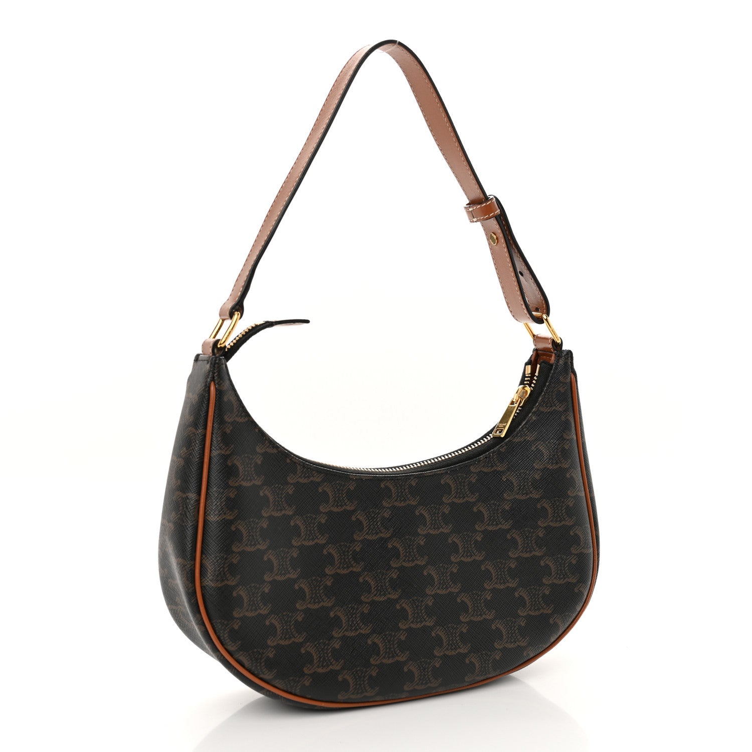 Celine Triomphe Canvas Calfskin Ava Shoulder Bag Tan 3 of 10