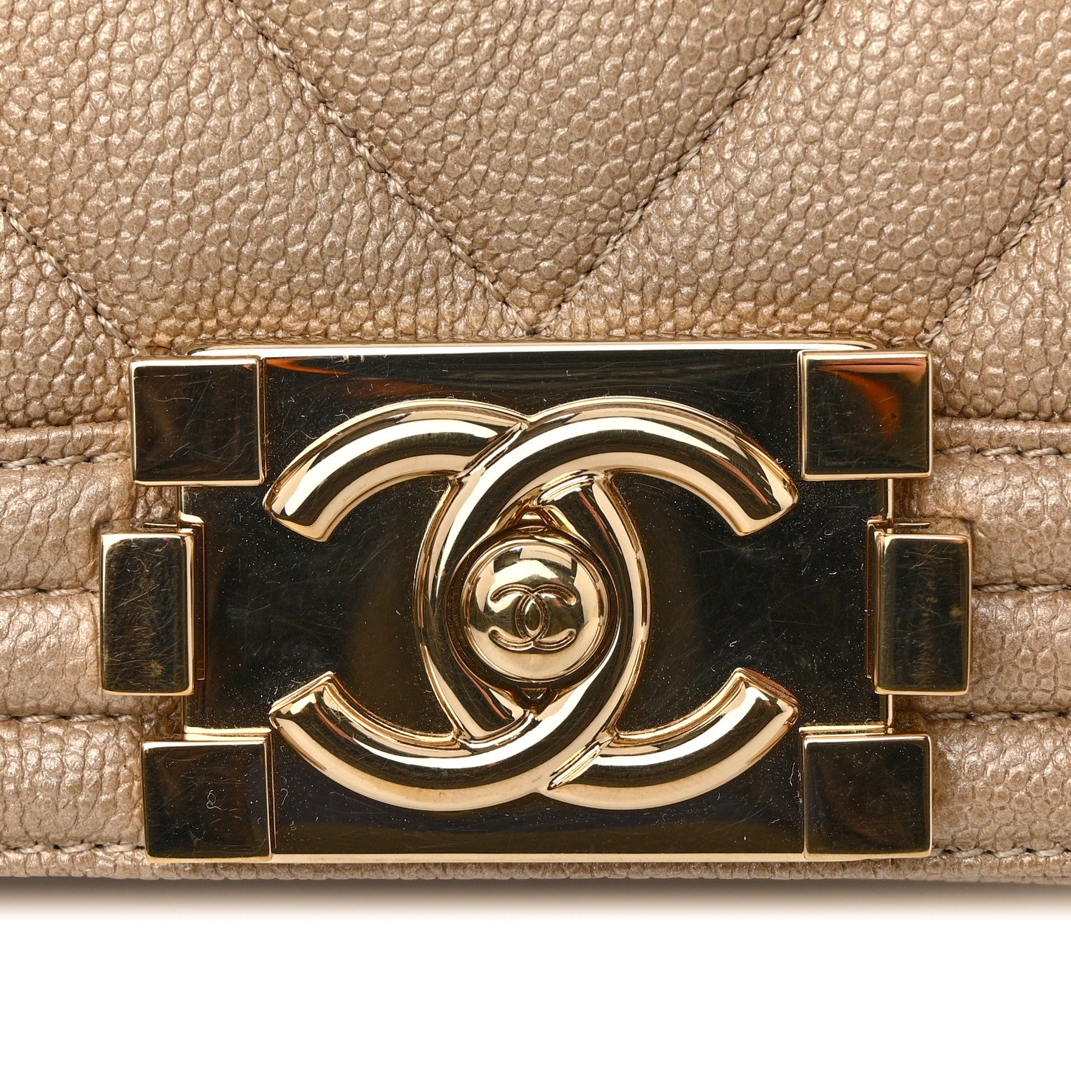 Chanel Iridescent Caviar Chevron Quilted Small Boy Flap Beige 20 of 21