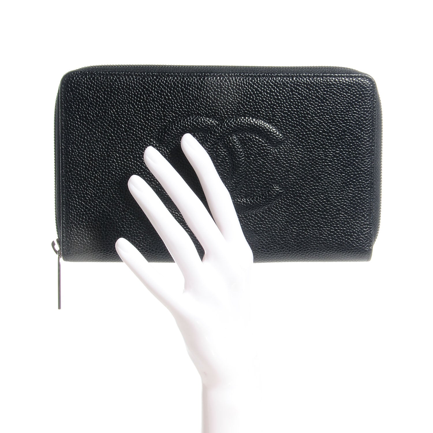 Chanel Caviar CC Large Zip Around Wallet Black 2 of 9
