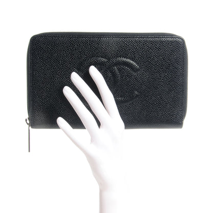 Chanel Caviar CC Large Zip Around Wallet Black 2 of 9