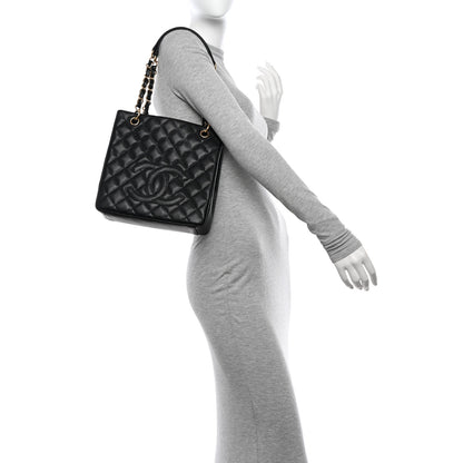 Chanel Caviar Quilted Petit Shopping Tote PST Black 2 of 12