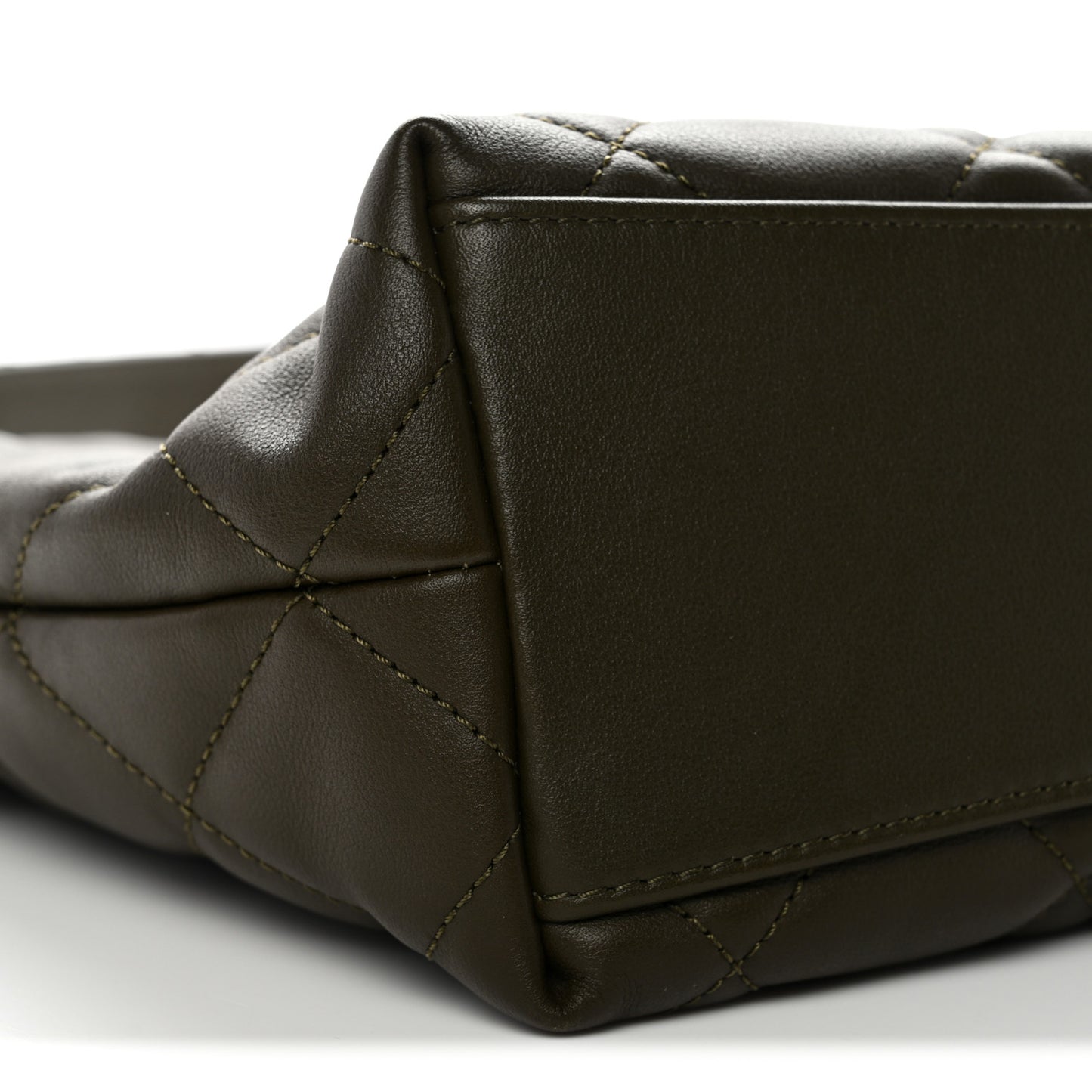 Calfskin Quilted Coco Mellow Hobo Khaki