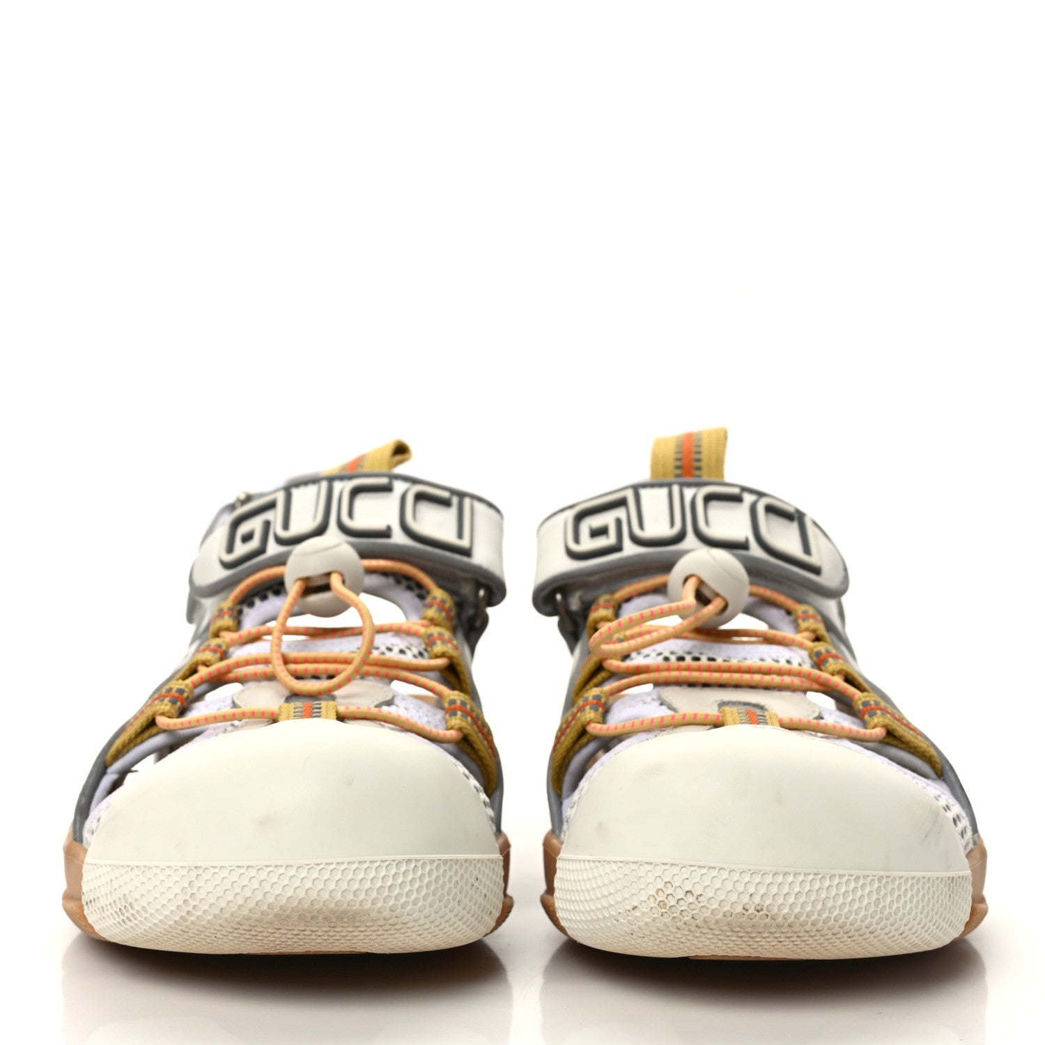 Gucci Mesh Fabric Tinsel Sport Sandals 38.5 White Silver 2 of 9