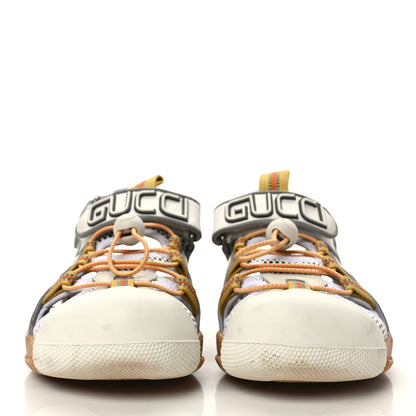 Gucci Mesh Fabric Tinsel Sport Sandals 38.5 White Silver 2 of 9