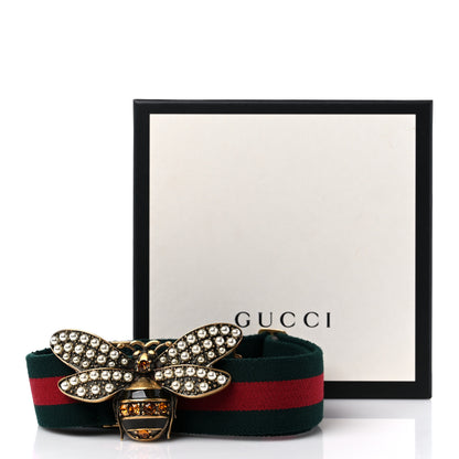 Gucci Canvas Web Queen Margaret Bee Belt 95 38 Red Green 5 of 5