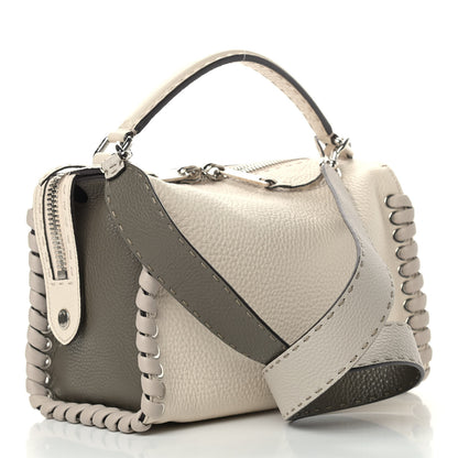 Fendi Cuoio Romano Selleria Vitello Dolce Lace Up Lei Boston Tote Camelia Milk Grigio Polvere 3 of 11