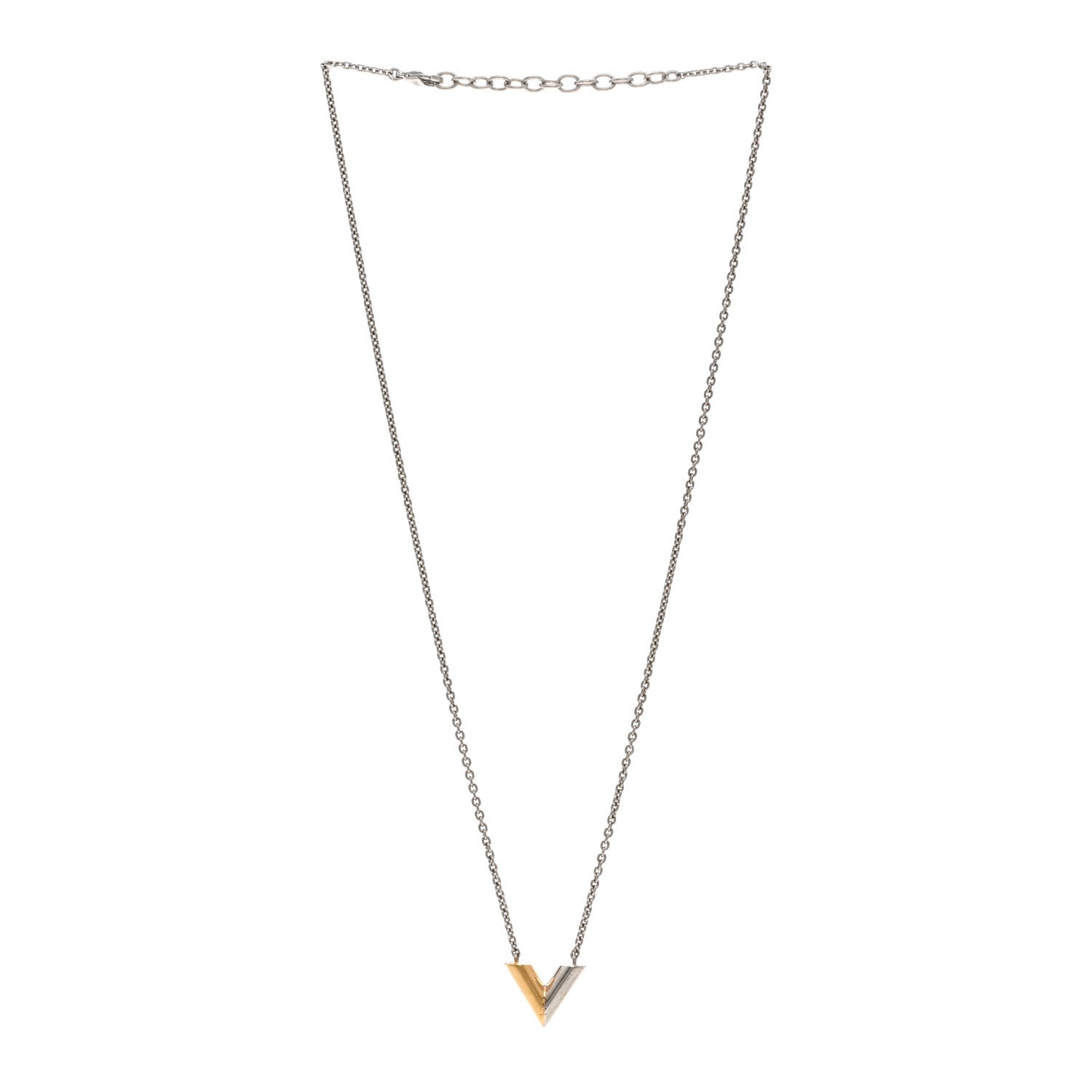 Louis Vuitton Essential V Necklace Silver Gold 3 of 5