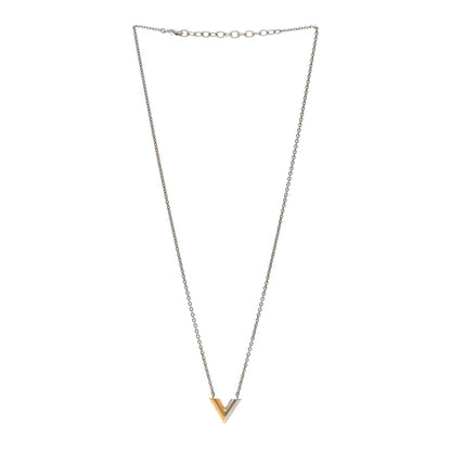 Louis Vuitton Essential V Necklace Silver Gold 3 of 5