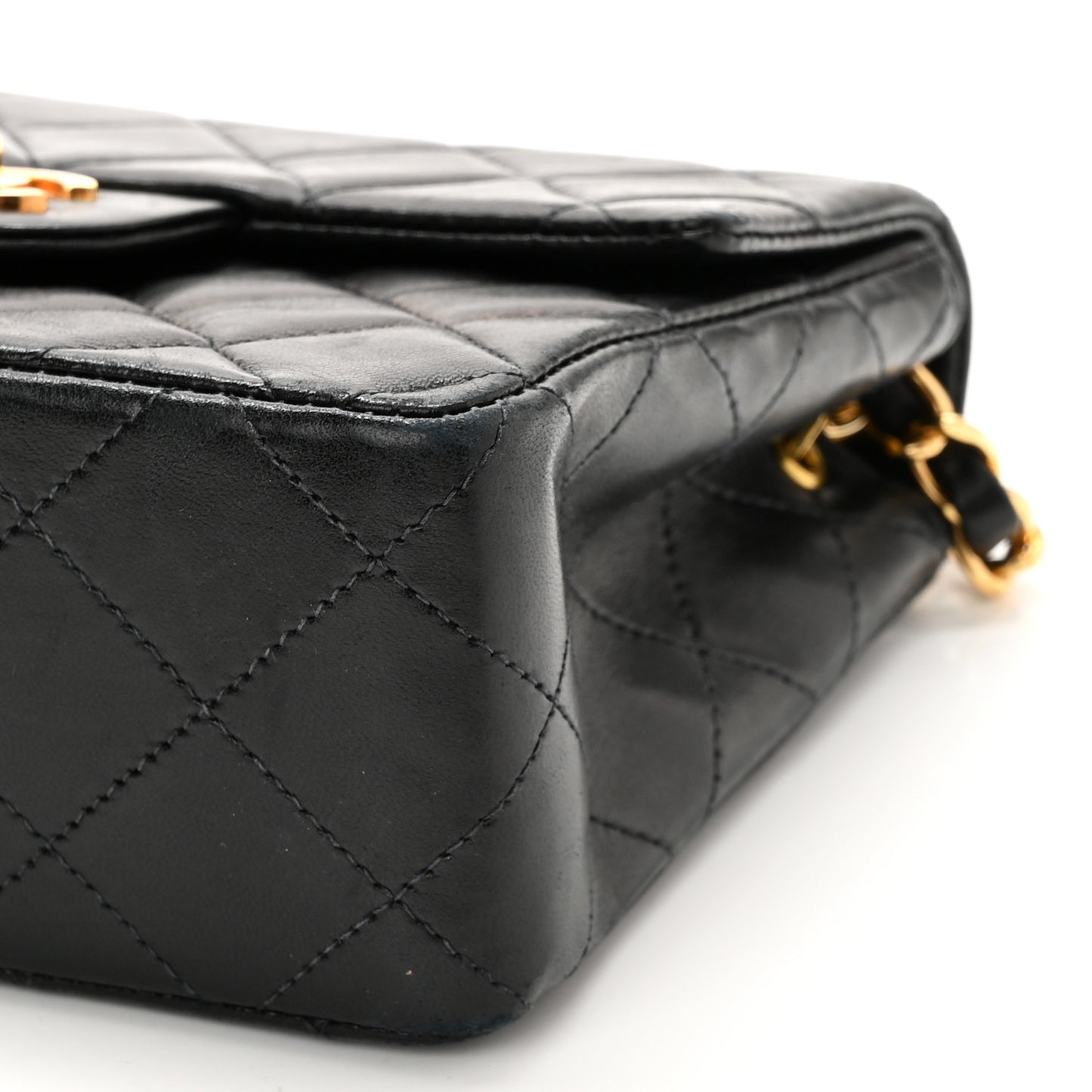 Lambskin Quilted Mini Square Flap Black