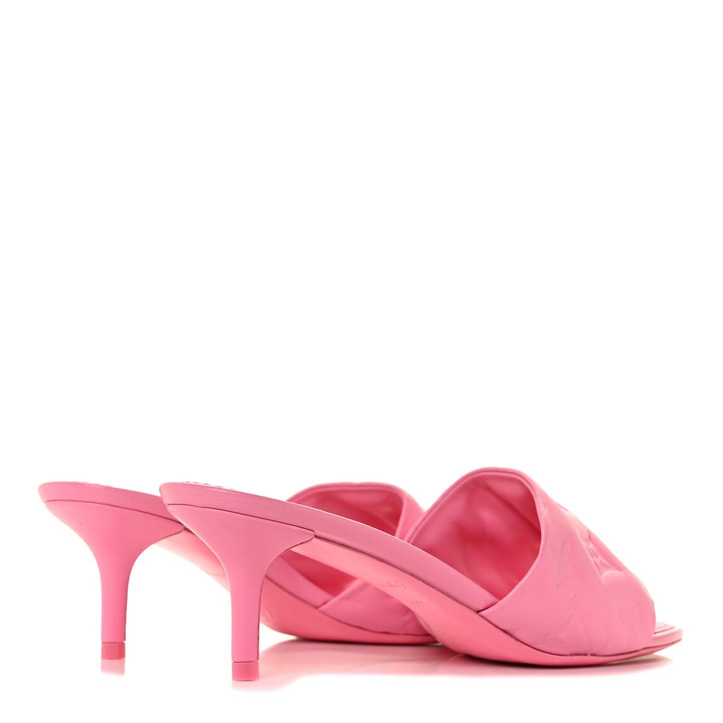 Lambskin Embossed Monogram Revival Mules 37.5 Rose Pop