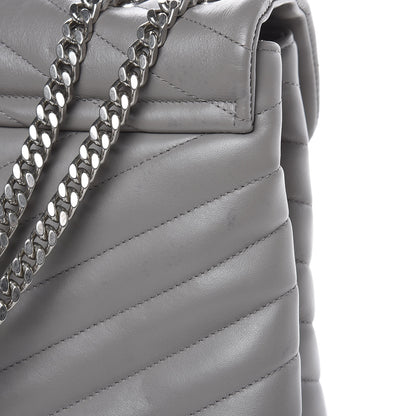 Saint Laurent Calfskin Y Quilted Monogram Large Loulou Chain Satchel Light Grey 14 of 16
