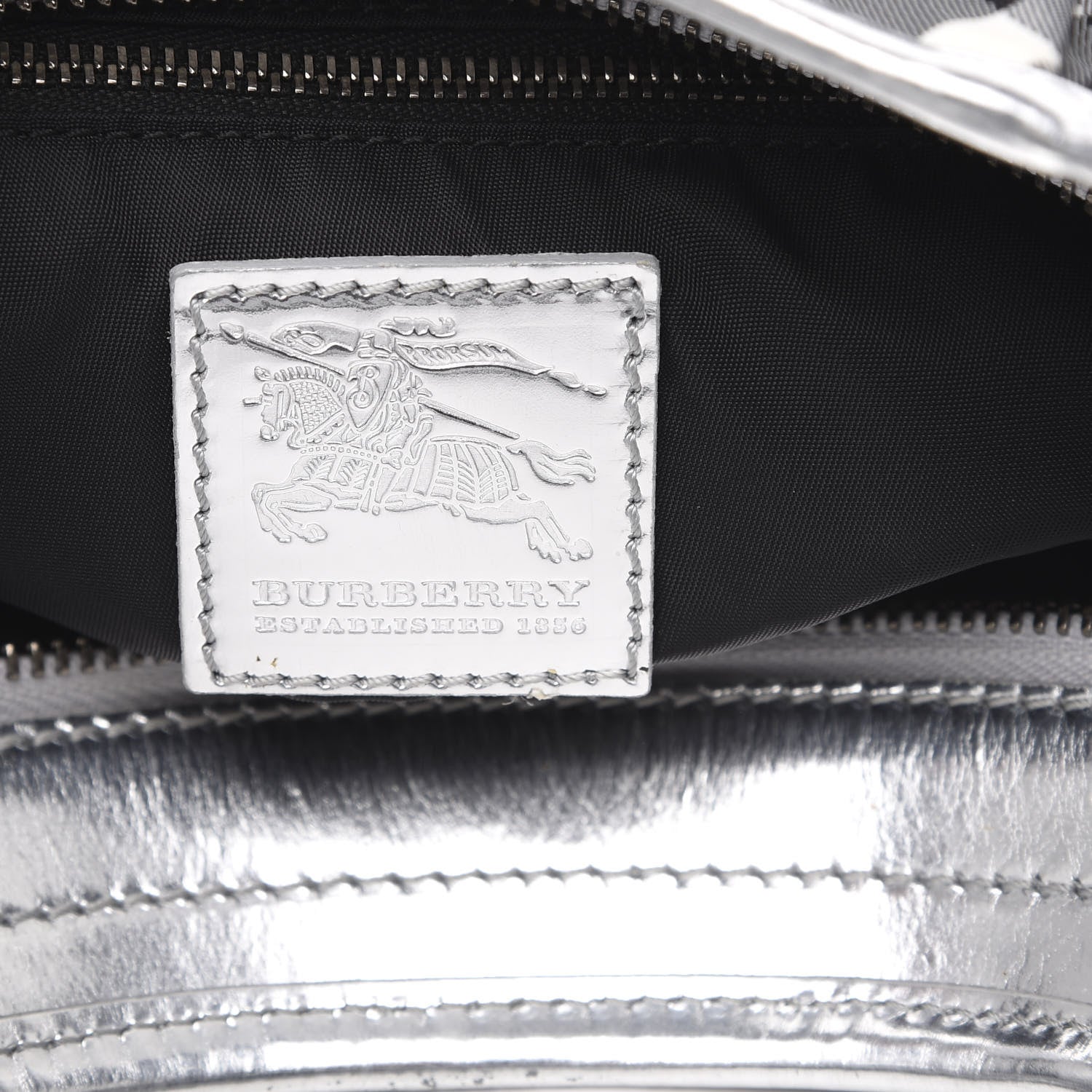 Burberry Metallic Beat Check Small Brooklyn Hobo Silver Black 6 of 14