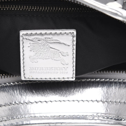 Burberry Metallic Beat Check Small Brooklyn Hobo Silver Black 6 of 14