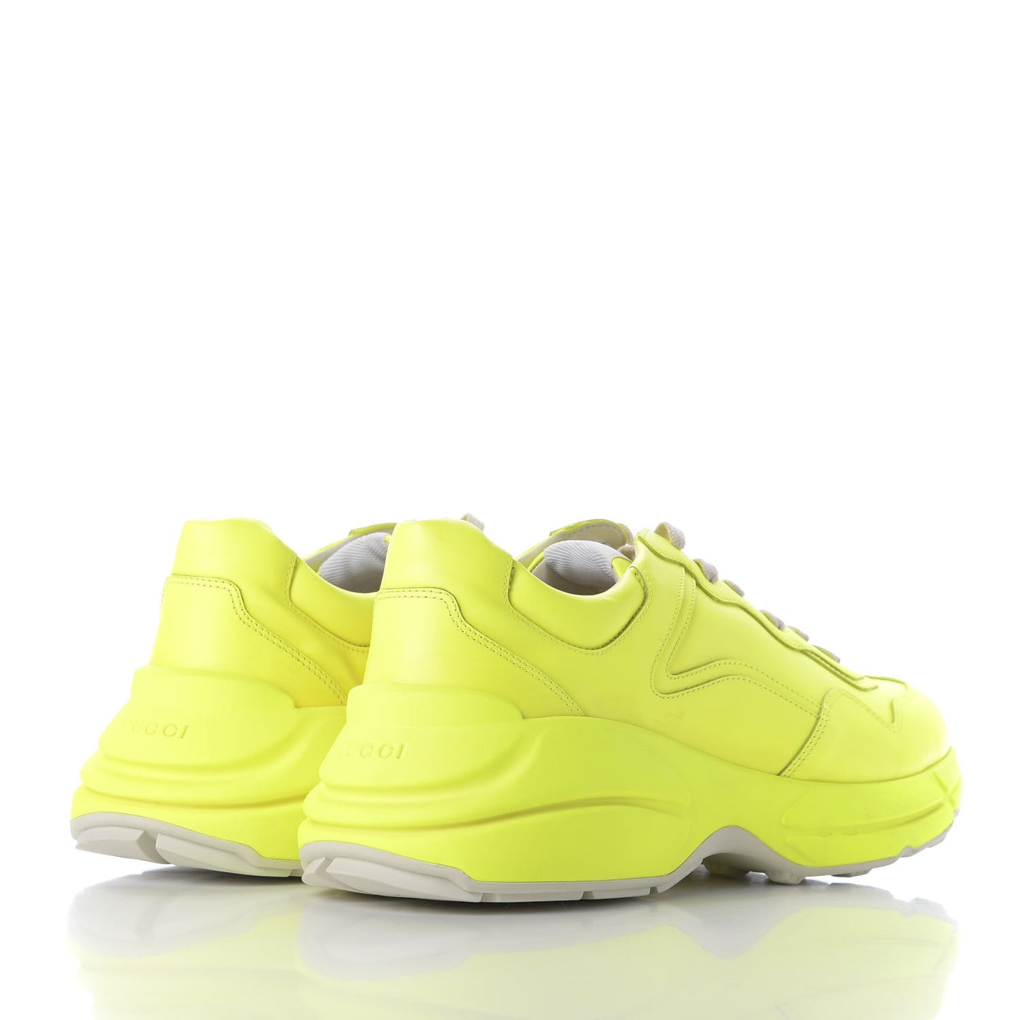 Calfskin Mens Rhyton Sneakers 11 Yellow Fluo