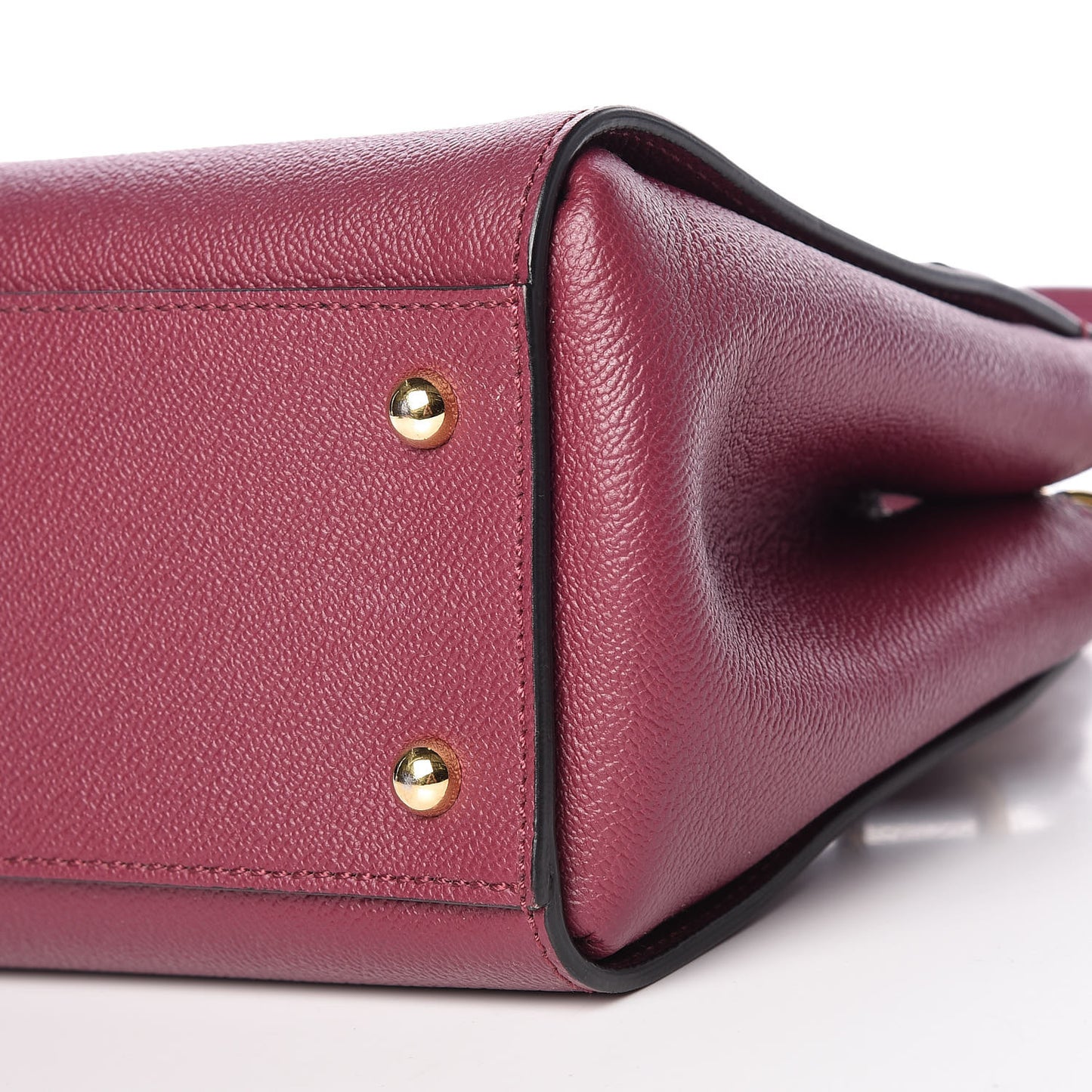 Soft Grain Calfskin Small Buckle Tote Dark Plum