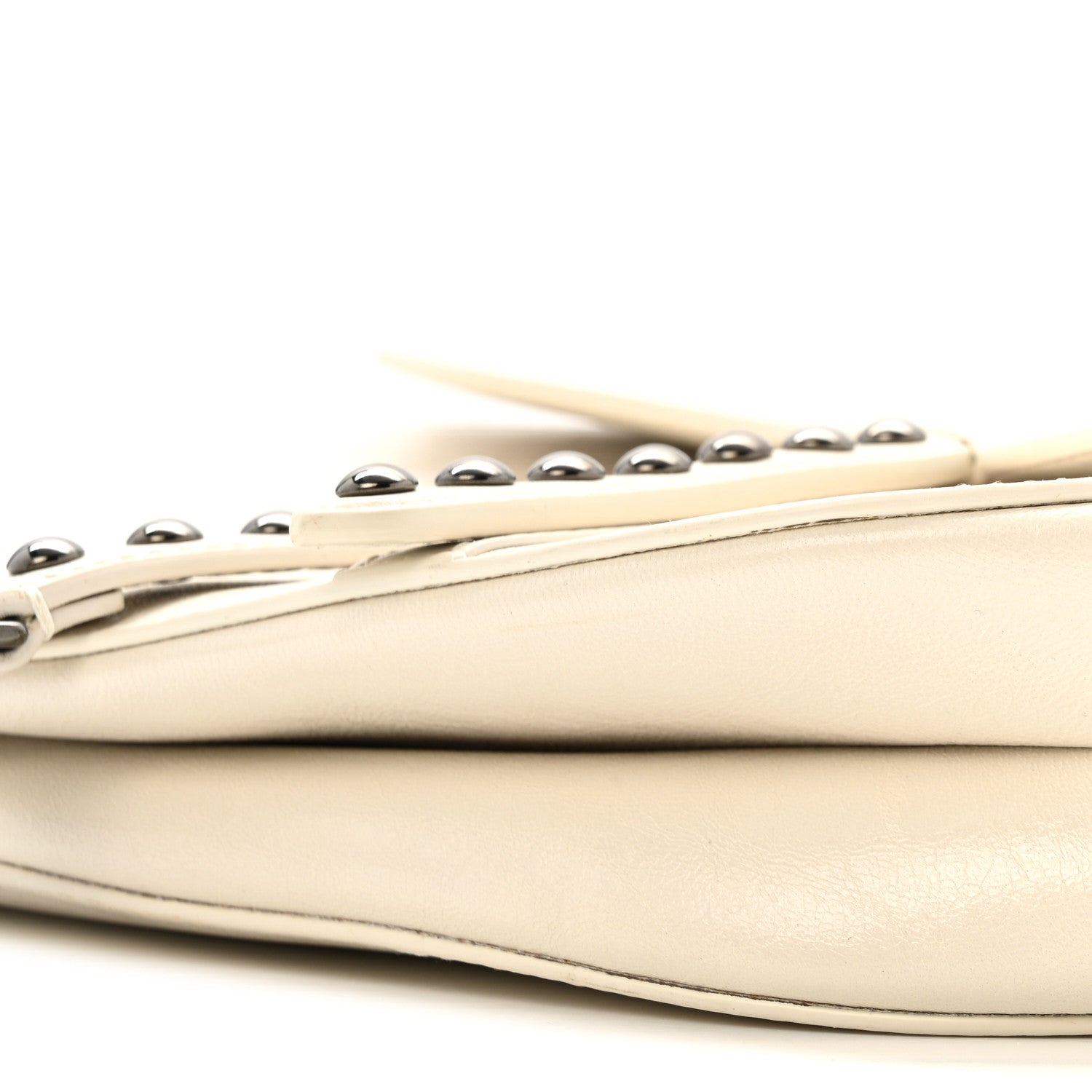 Christian Dior Crinkled Patent Lambskin Studded Saddle Bag With Strap Latte 10 of 13