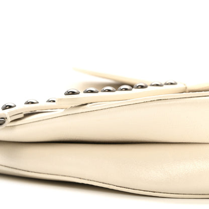 Christian Dior Crinkled Patent Lambskin Studded Saddle Bag With Strap Latte 10 of 13