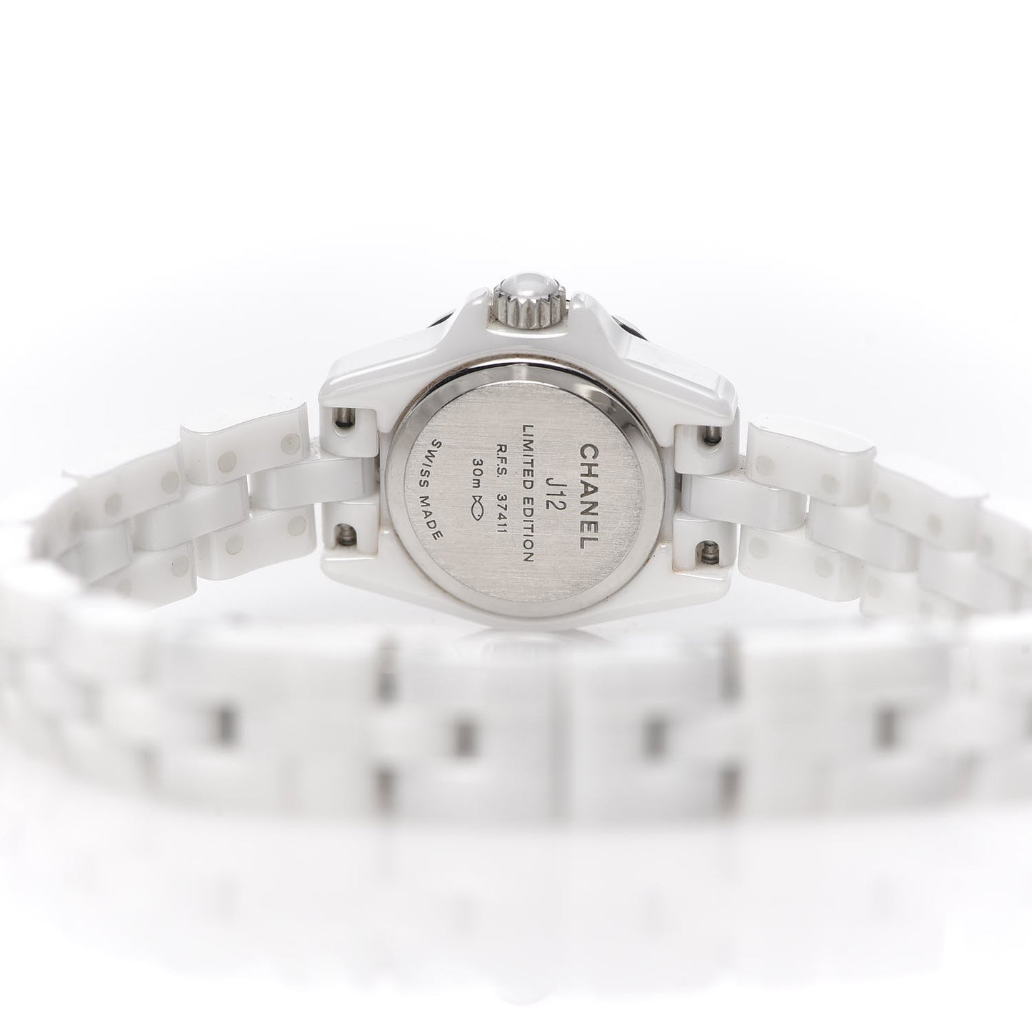 Stainless Steel Ceramic Pink Sapphire 19mm J12 Quartz Watch White