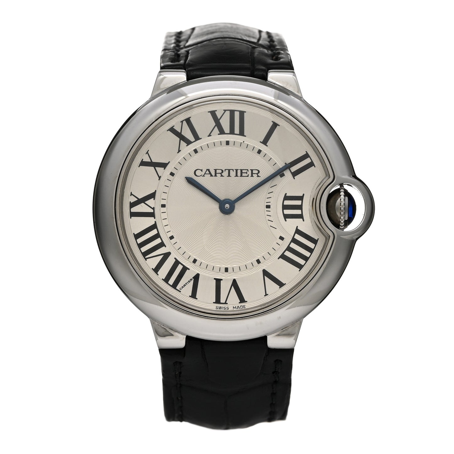 Stainless Steel Alligator 36mm Ballon Bleu De Cartier Quartz Watch