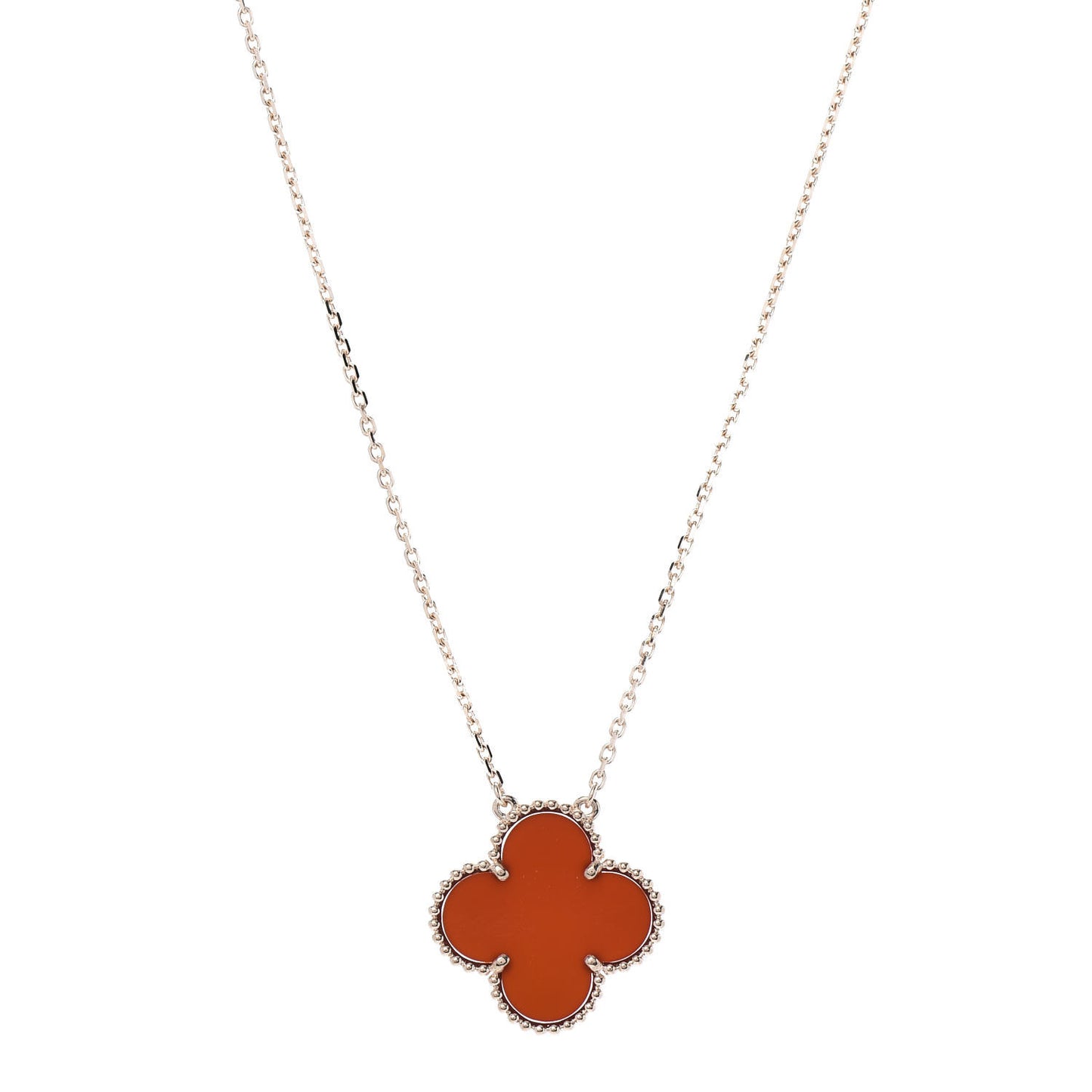 18K Yellow Gold Carnelian Magic Alhambra Pendant Necklace