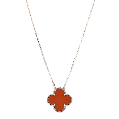Van Cleef & Arpels 18K Yellow Gold Carnelian Magic Alhambra Pendant Necklace 1 of 7