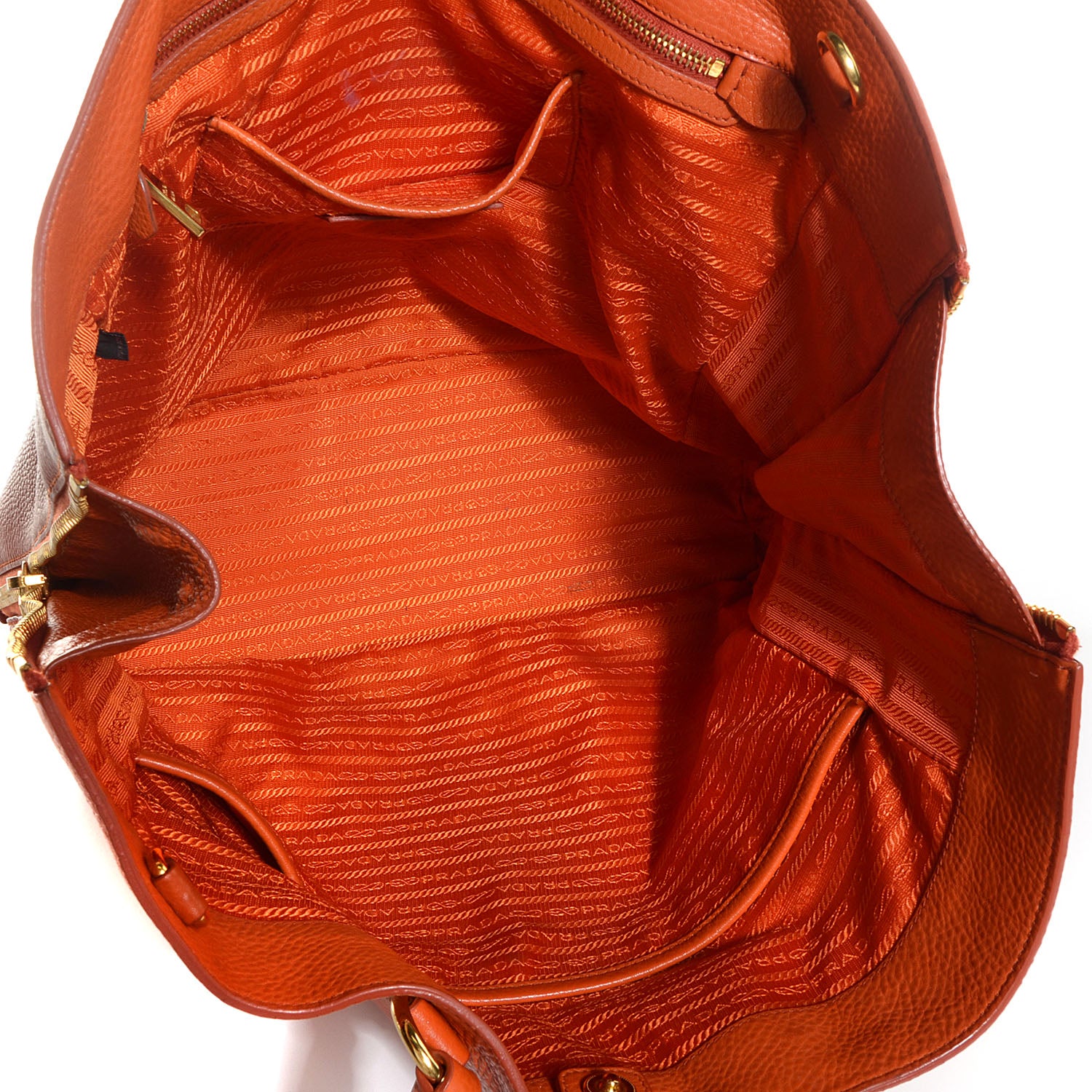 Prada Vitello Daino Side Zip Shopping Tote Papaya 5 of 12