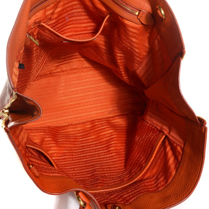 Prada Vitello Daino Side Zip Shopping Tote Papaya 5 of 12