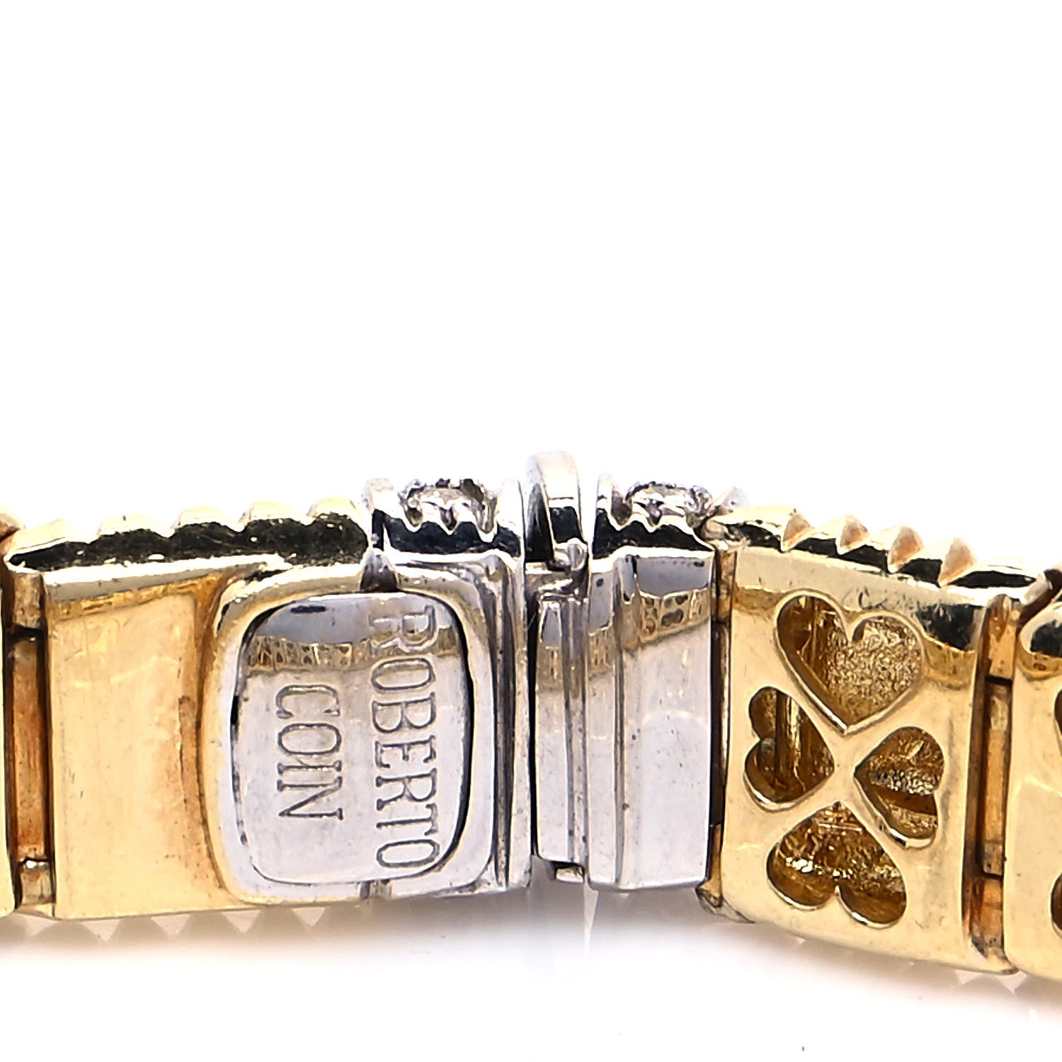 Roberto Coin 18K Yellow White Gold Diamond Appassionata Basket Weave Bracelet 5 of 6