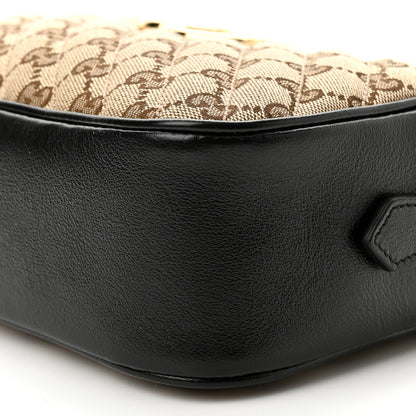 Gucci Monogram Matelasse Diagonal Small GG Marmont Chain Shoulder Bag Beige Black 10 of 10