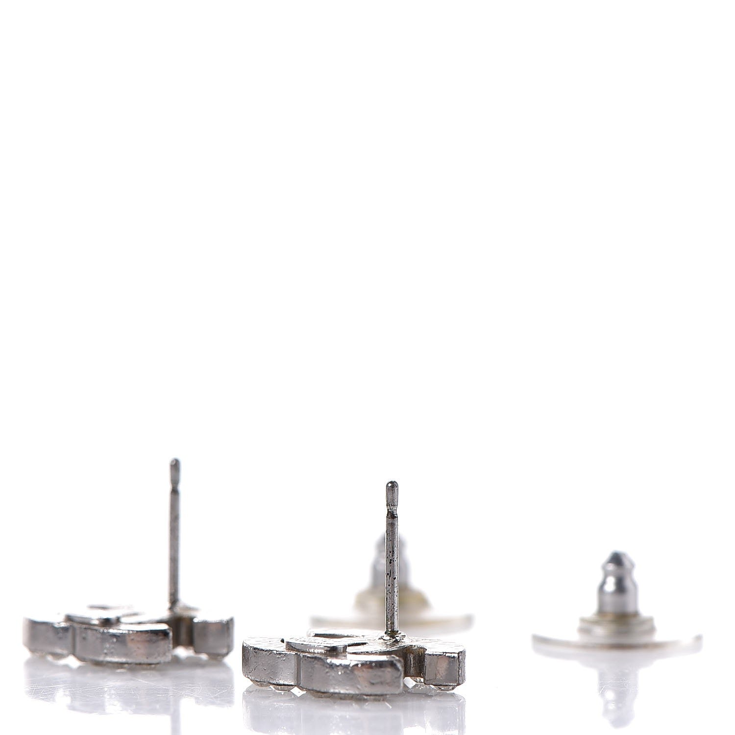 Chanel Crystal Timeless CC Earrings Silver 3 of 4