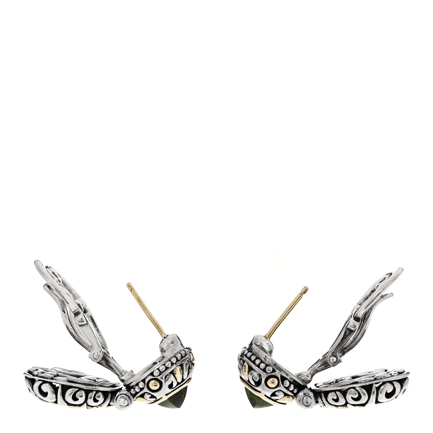 John Hardy Sterling Silver 18K Yellow Gold Peridot Citrine Batu Sari Drop Earrings 3 of 5