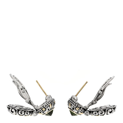 John Hardy Sterling Silver 18K Yellow Gold Peridot Citrine Batu Sari Drop Earrings 3 of 5