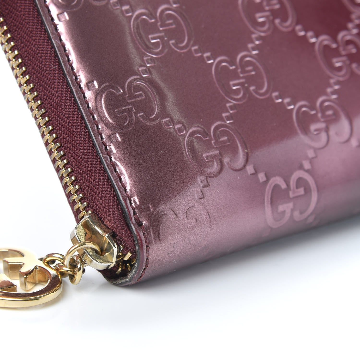 Gucci Shine Guccissima Margaux Calfskin Lovely Zip Around Wallet Scarlatto 7 of 11