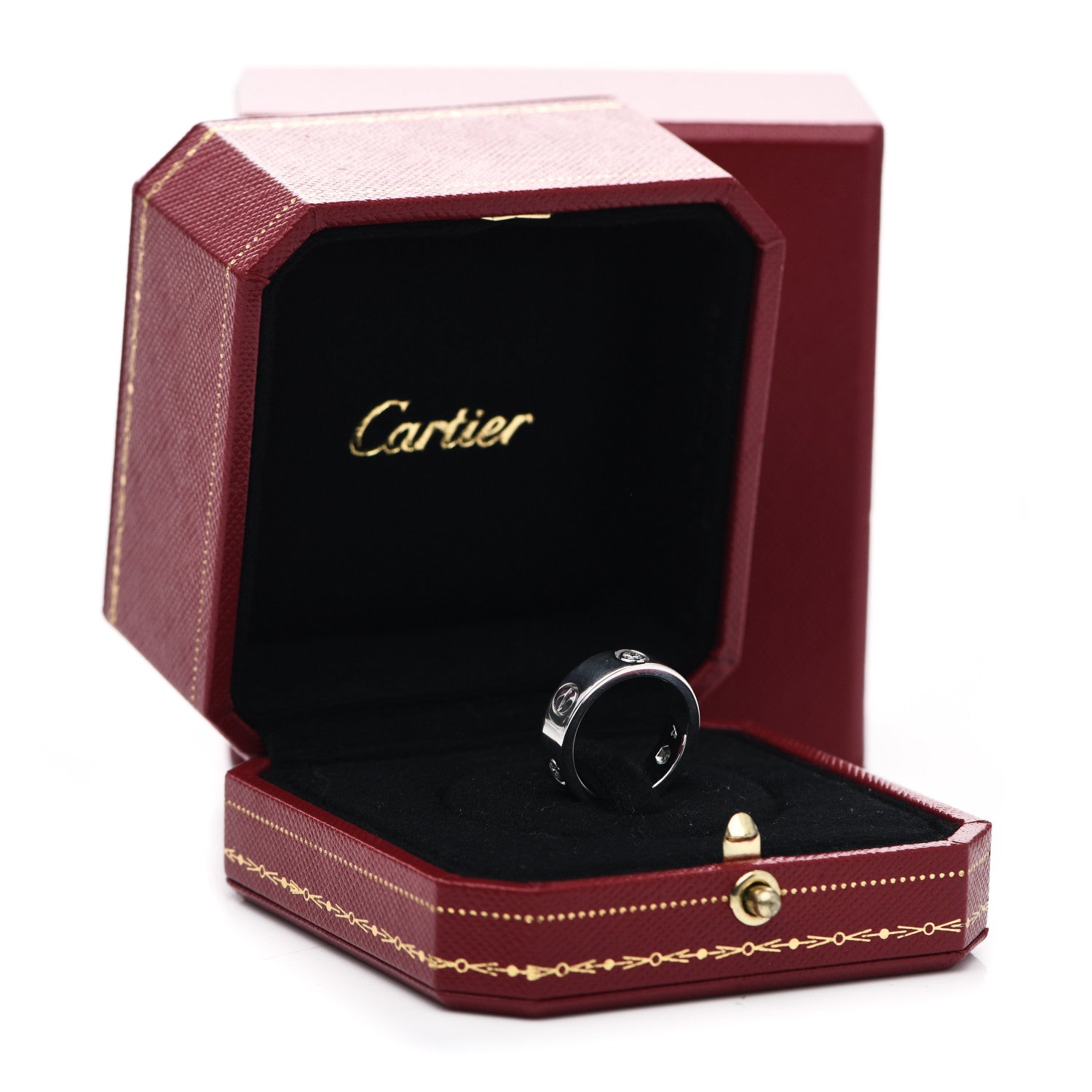 Cartier 18K White Gold 3 Diamond 5.5mm LOVE Ring 49 5 7 of 7