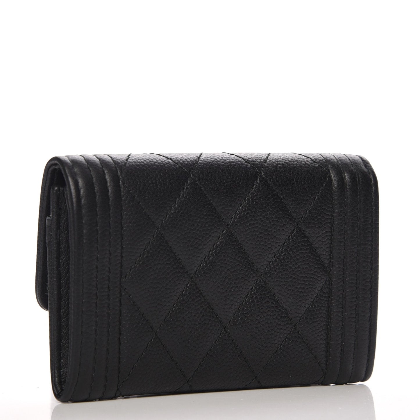 Caviar Quilted Boy Flap Card Holder Black
